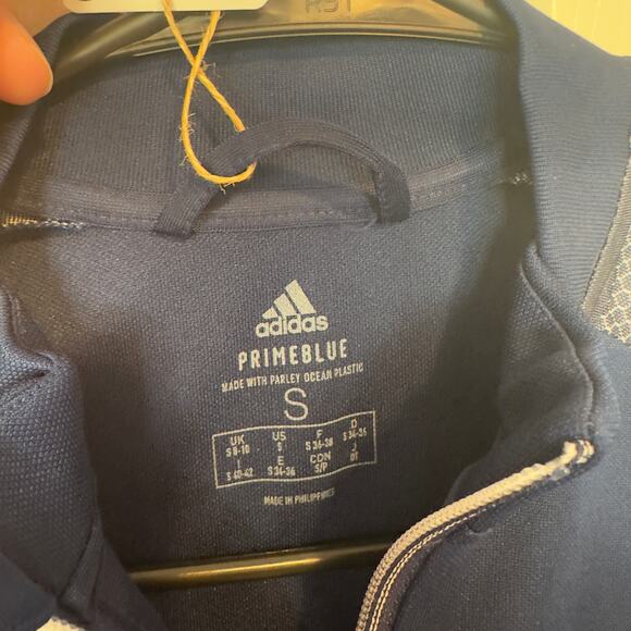 NWT Adidas Condivo 21 Track Jacket Size S Navy Blue White Primeblue 3 Stripe - Picture 3 of 10